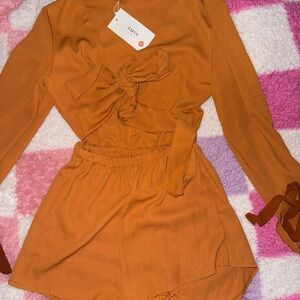 Zaful Orange Women's Shorts Set